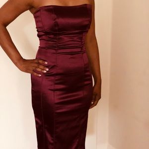 Deep Maroon Strapless Dress